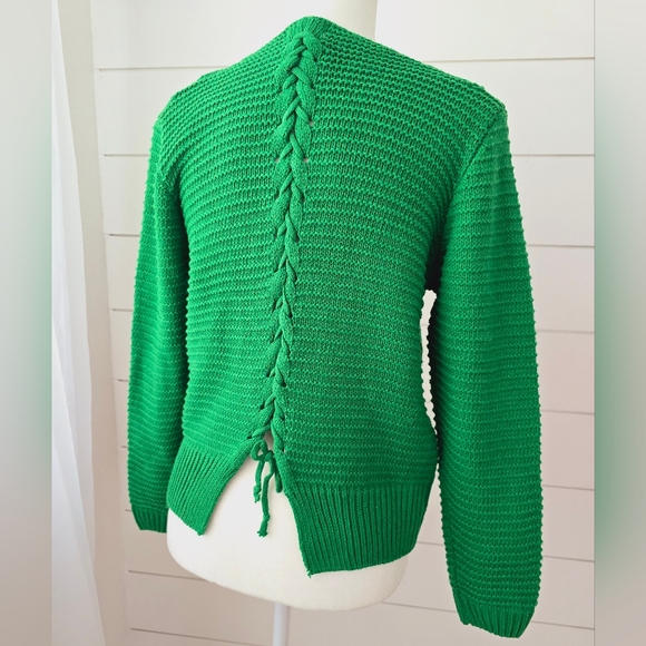 Ivy Rose Candy Apple Green Cable Knit Pullover Sweater size M - Picture 2 of 8